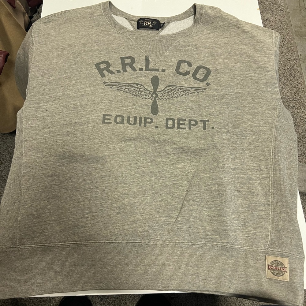 RRL grey crew neck sweater